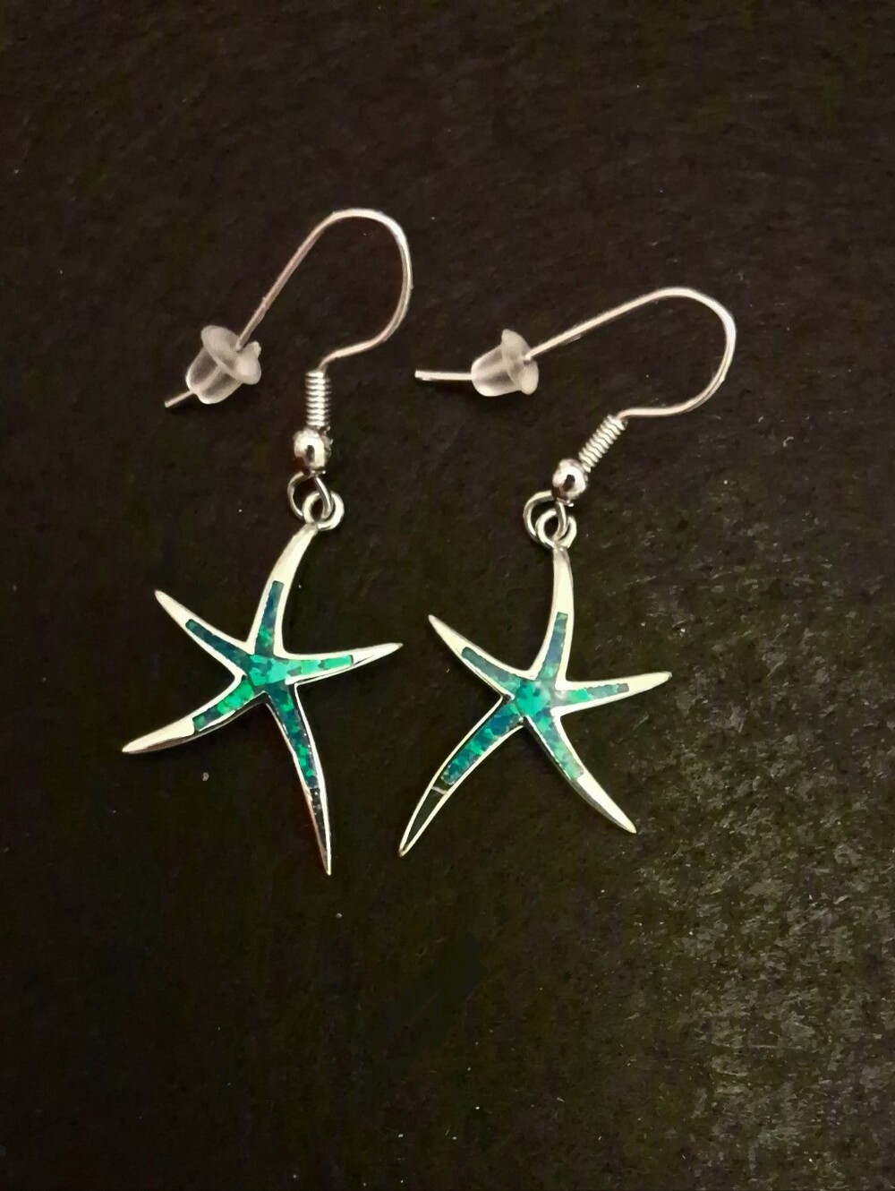 925 Sterling Silver Starfish Dangle Pierced Earrings
